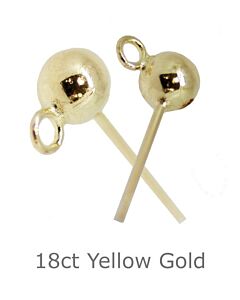 18ct yellow gold filled 4mm ball stud earring with open ring