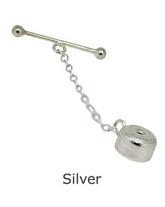 SILVER STUD TIE TACK BACK WITH CHAIN AND BAR FITTING