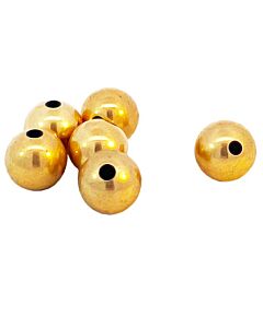 9ct Yellow Gold 6mm bead - plain, round, 2 holes bead