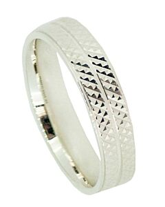 Wedding Ring Diamond Cut 49 Centre TraMLine With Chequer Board D/C With Stepped