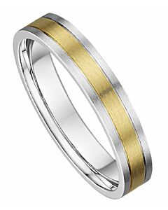 4mm Flat Court Medium Two Tone Plain Wedding Ring | C856A07G  5226 WFAM