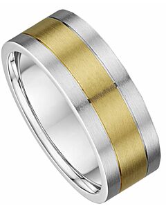 8mm Flat Court Medium Two Tone Plain Wedding Ring | C856A11G  5230 WFAM