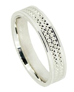 Wedding Ring Diamond Cut 63 -  3 X Central V Grooves With Circle Pattern Polished