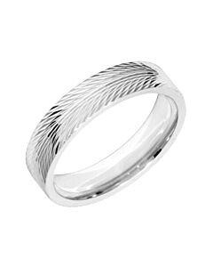 Flat wedding band CUT 9 - Wedding rings Diamond Cut Feather pattern