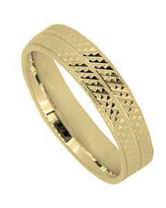 Wedding Ring Diamond Cut 49 Centre TraMLine With Chequer Board D/C With Stepped