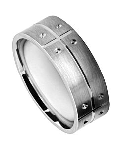 Wedding Ring Diamond CUT 50 CENTRE V GROOVE LINEAR TRAMLINE/CIRCLE CUTS PATTERN M