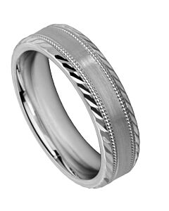 Wedding Ring Diamond CUT 60 OFF SET MILLGRAIN EDGE WITH ANGLED DIAMOND CUT MATT FINISH