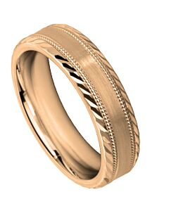 Wedding Ring Diamond CUT 60 OFF SET MILLGRAIN EDGE WITH ANGLED DIAMOND CUT MATT FINISH