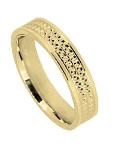 Wedding Ring Diamond Cut 63 - 3 X Central V Grooves With Circle Pattern Polished