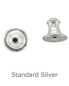 SILVER BELL EARRING SCROLLS WITH RUBBER INSERT