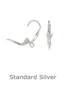 Silver continental earring fitting crest and ring with lever arm action