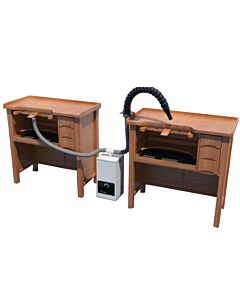 GoldVault Dust Collector, two hoses, bench peg, jeweller's table bracket and arm with two nozzles