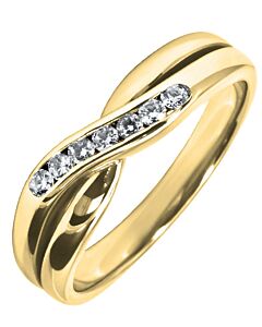 Crossover Shaped Wedding Ring 3mm base/5mm wide cross  - 0.14ct Diamond | W271