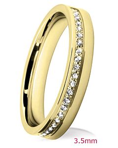 Grain offset Diamond Wedding Ring: 3.50mm Flat Court Brilliant Cut Grain | 753B02 753B01 753B00