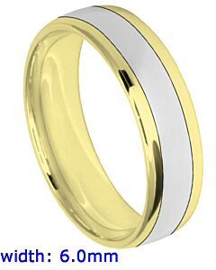 6mm Oval Court Medium Two Tone Plain Wedding Ring | C640B03G  5210 WCBM